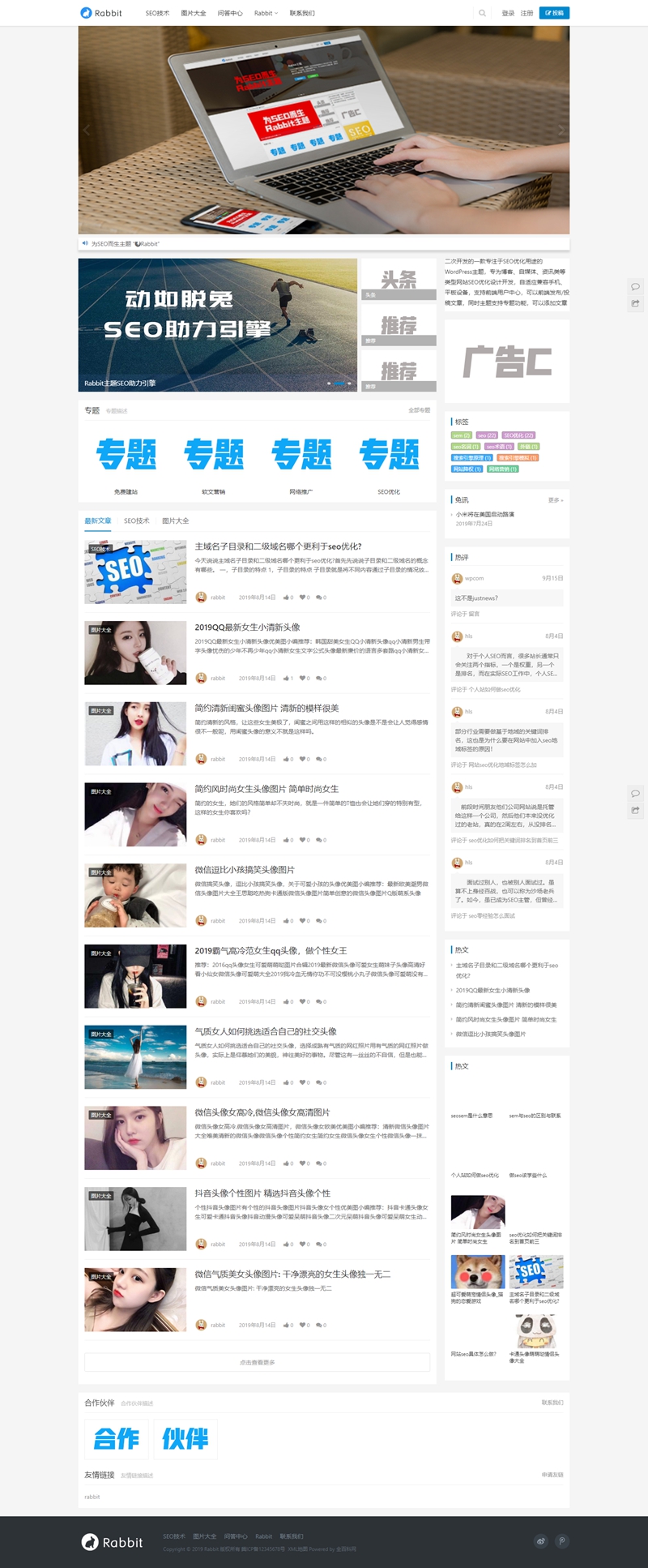 为SEO而生的WordPress主题RabbitV2.0主题分享 WordPress主题RabbitV2.0主题分享