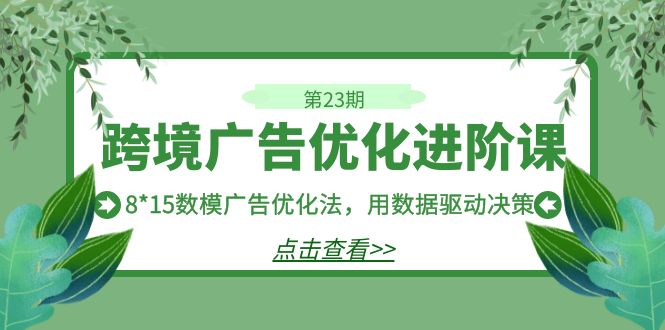 跨境广告·优化进阶课·第23期,8*15数模广告优化法,用数据驱动决策插图 跨境广告·优化进阶课·第23期,8*15数模广告优化法,用数据驱动决策