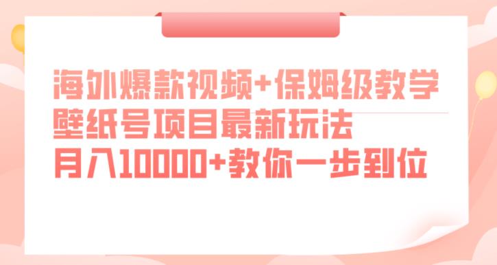 海外爆款视频+保姆级教学,壁纸号项目最新玩法,月入10000+教你一步到位【揭秘】插图 海外爆款视频+保姆级教学,壁纸号项目最新玩法,月入10000+教你一步到位【揭秘】