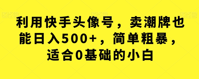 利用快手头像号,卖潮牌也能日入500+,简单粗暴,适合0基础的小白【揭秘】插图 利用快手头像号,卖潮牌也能日入500+,简单粗暴,适合0基础的小白【揭秘】