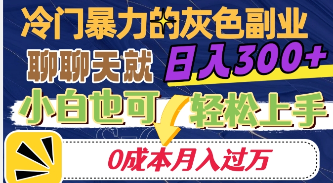冷门暴利的副业项目,聊聊天就能日入300+,0成本月入过万【揭秘】插图 冷门暴利的副业项目,聊聊天就能日入300+,0成本月入过万【揭秘】