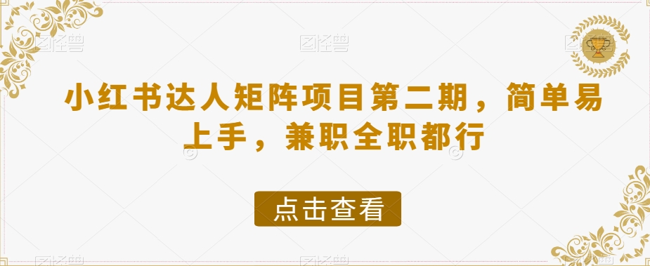 小红书达人矩阵项目第二期,简单易上手,兼职全职都行插图 小红书达人矩阵项目第二期,简单易上手,兼职全职都行