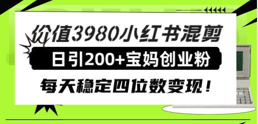 价值3980小红书混剪日引200+宝妈创业粉,每天稳定四位数变现!插图 价值3980小红书混剪日引200+宝妈创业粉,每天稳定四位数变现!