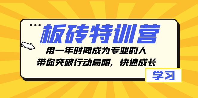 板砖特训营,用一年时间成为专业的人,带你突破行动局限,快速成长插图 板砖特训营,用一年时间成为专业的人,带你突破行动局限,快速成长
