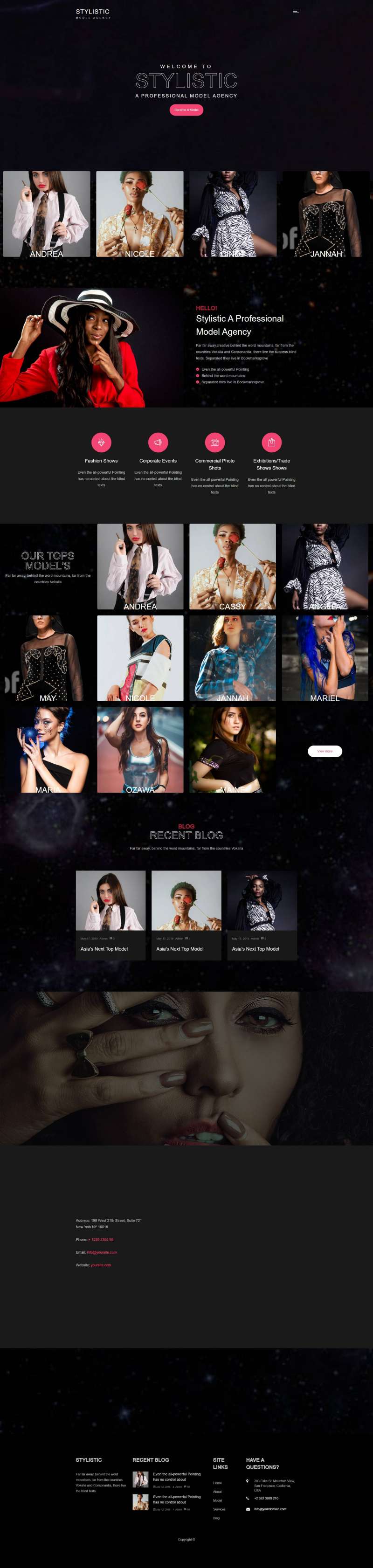 全屏背景Bootstrap4模特经纪公司网站模板插图 全屏背景Bootstrap4模特经纪公司网站模板