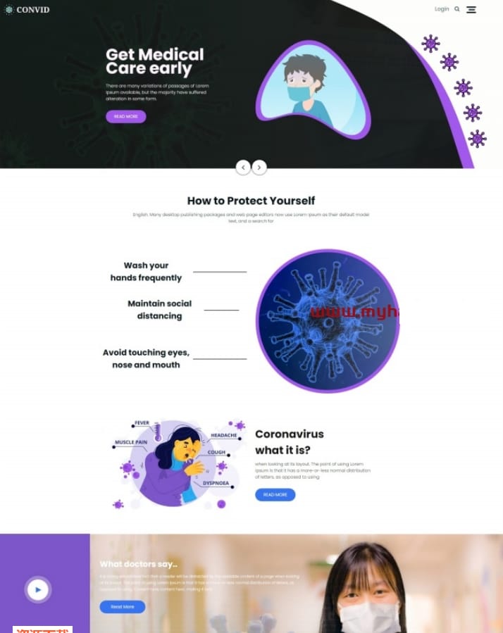 预防新冠肺炎医疗保健网站模板插图 预防新冠肺炎医疗保健网站模板