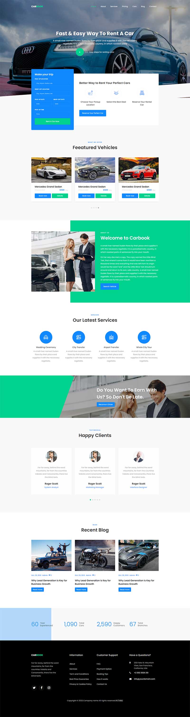 Bootstrap4汽车接送租赁服务网站模板插图 Bootstrap4汽车接送租赁服务网站模板