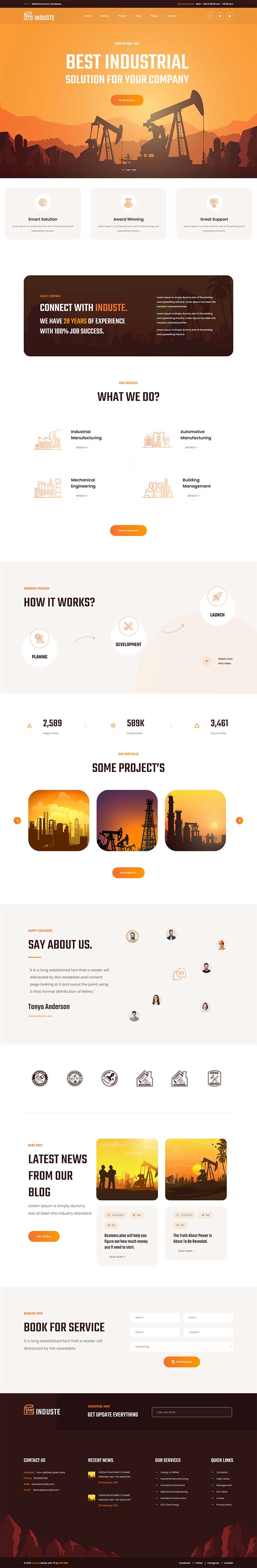 橙色橘黄色多用途的工业生产企业网站模板插图 橙色橘黄色多用途的工业生产企业网站模板