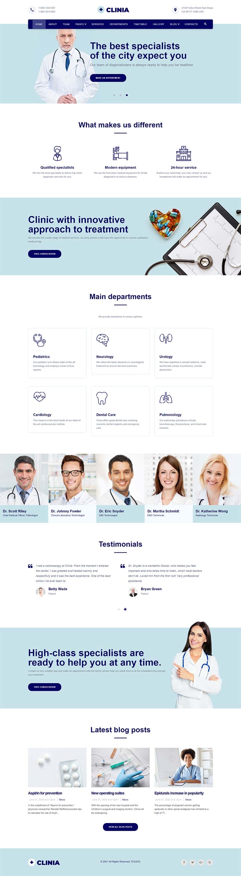 蓝色医疗诊所服务网站HTML5模板插图 蓝色医疗诊所服务网站HTML5模板