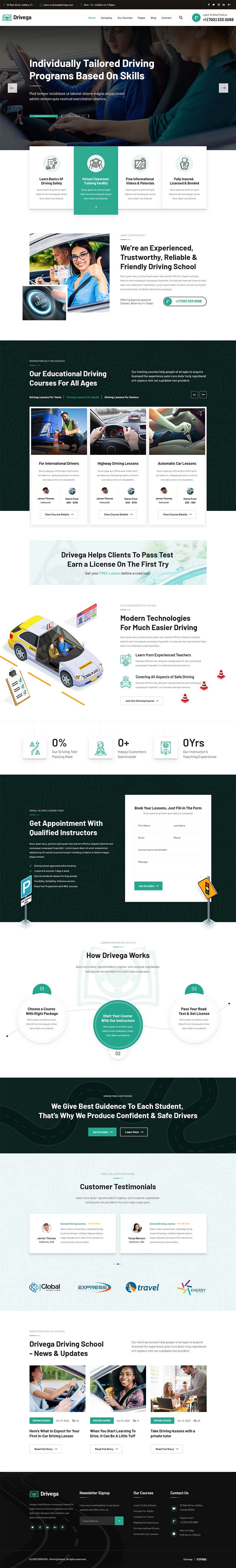 绿色汽车驾校培训企业官网静态HTML模板插图 绿色汽车驾校培训企业官网静态HTML模板