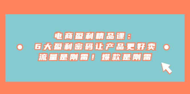 电商 盈利精品课:6大盈利 密码让产品更好卖,流量是刚需!爆款是刚需插图 电商 盈利精品课:6大盈利 密码让产品更好卖,流量是刚需!爆款是刚需