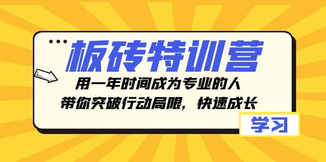 板砖特训营,用一年时间成为专业的人,带你突破行动局限,快速成长插图 板砖特训营,用一年时间成为专业的人,带你突破行动局限,快速成长