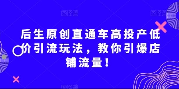 后生原创直通车高投产低价引流玩法,教你引爆店铺流量!插图 后生原创直通车高投产低价引流玩法,教你引爆店铺流量!