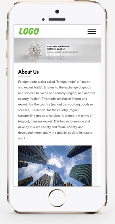 (自适应手机端)绿色五金零件英文外贸网站源码 精密模具零件加工类pbootcms网站模板