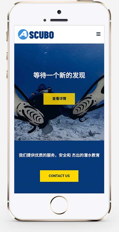 (自适应手机端)潜水服务公司网站源码 水上运动设备pbootcms网站模板