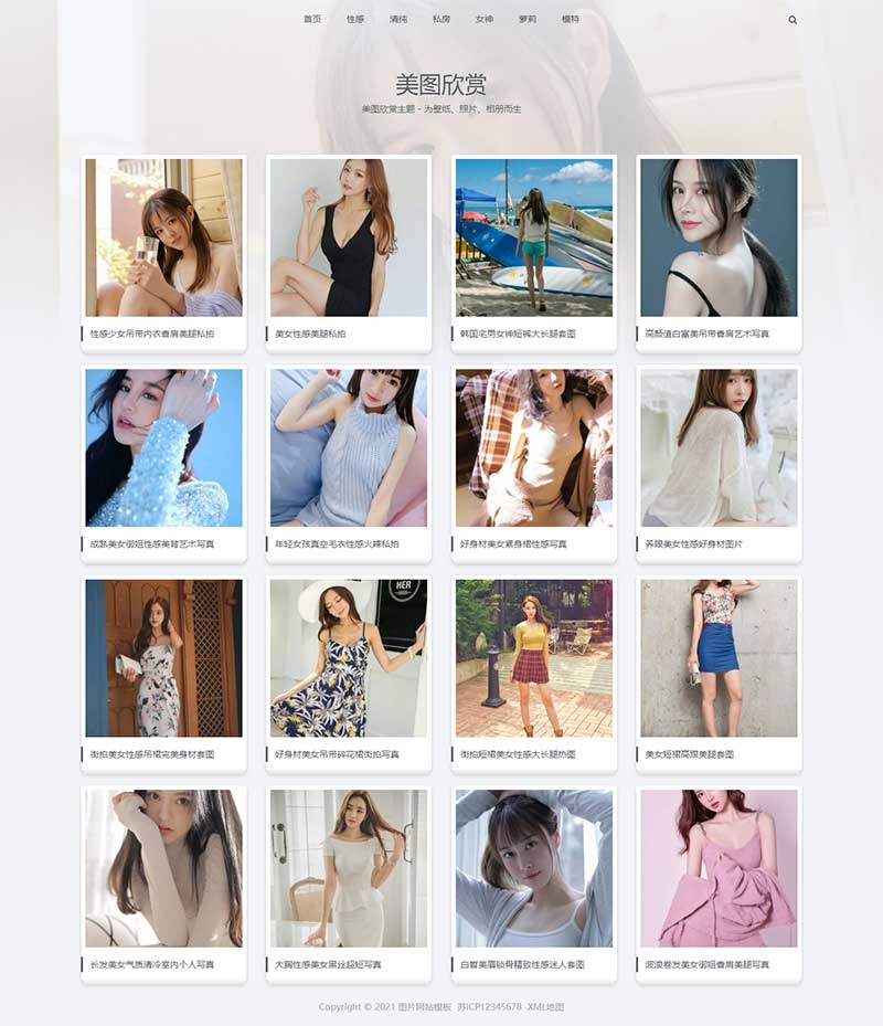 (自适应手机版)简约大气的图片相册类织梦网站模板 图片图集网站源码下载