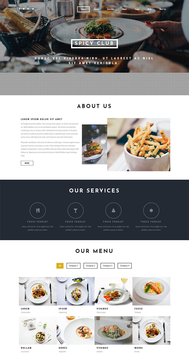 国外餐厅美食网站模板 单页模板