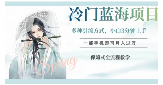 冷门蓝海项目，操作简单，小白3分钟上手，多种引流方式，保姆式全流程教学【揭秘】