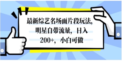 最新综艺名场面片段玩法，明星自带流量，日入200+，小白可做