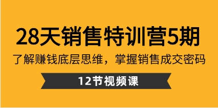 28天·销售特训营5期：了解赚钱底层思维，掌握销售成交密码（12节课）