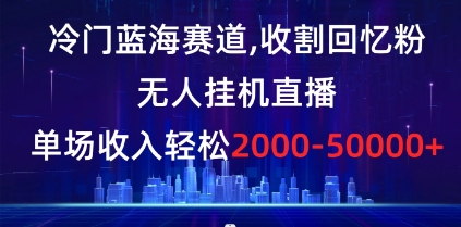 冷门蓝海赛道，收割回忆粉，无人挂机直播，单场收入轻松2000-5w+