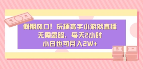 假期风口！玩梗高手小游戏直播，无需露脸，每天2小时，小白也可月入2W+