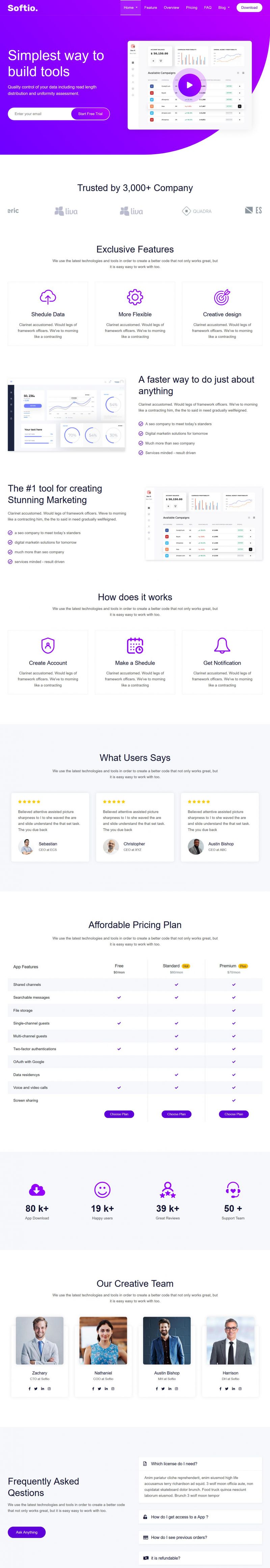 【亲测源码】企业软件应用落地展示页H5页面模板[可自适应手机]