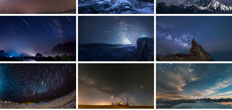 宇宙银河星河夜景摄影蓝色太空璀璨星云星际粒子背景高清图片素材