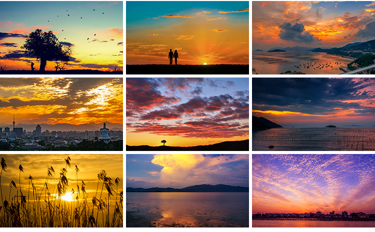 日出日落晚霞夕阳红朝霞黄昏云层云彩火烧云设计抖音摄影图片素材