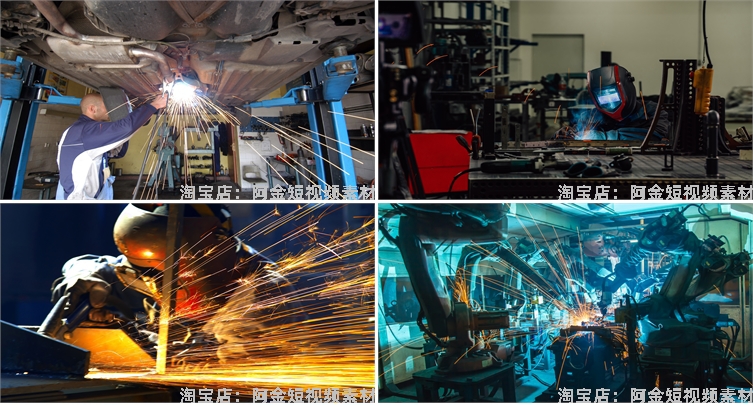 电焊机金属机械焊接切割图片工人车间焊工现代工业自动化高清素材