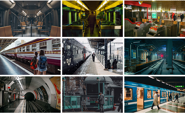 车站候车大厅站内站台火车列车地铁国外客流旅游人流旅客图片素材