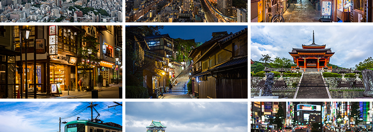 日本东京城市建筑风光夜景街道街景富士山樱花旅游风景图片照素材
