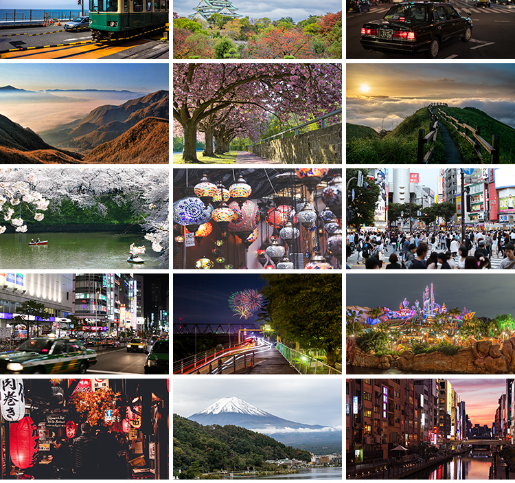 日本东京城市建筑风光夜景街道街景富士山樱花旅游风景图片照素材