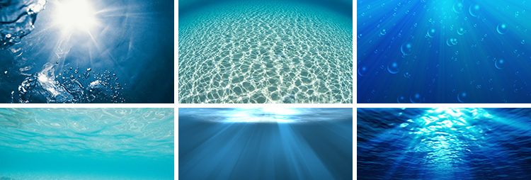 海底世界海底光线照射大海水下水花水面波纹海景背景图片设计素材