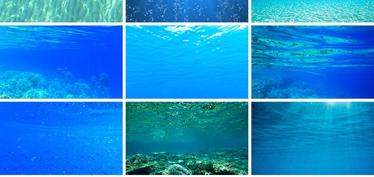 海底世界海底光线照射大海水下水花水面波纹海景背景图片设计素材