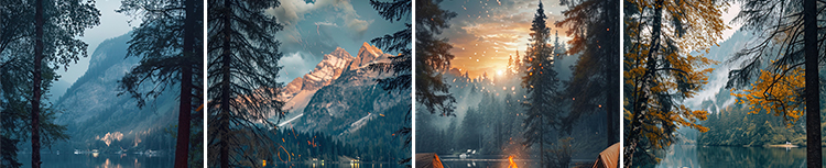 户外露营火堆篝火野外野营地帐篷绿幕动态视频直播间背景图片素材