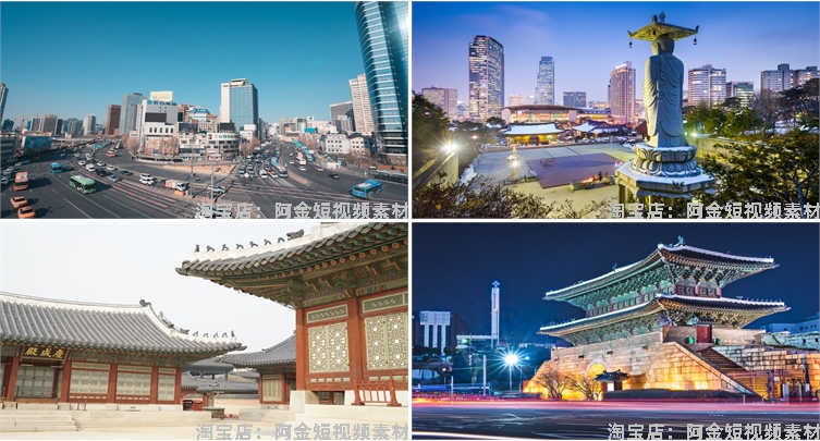 韩国首尔城市风光建筑夜景街道风景素材高清治愈系旅游摄影图片照