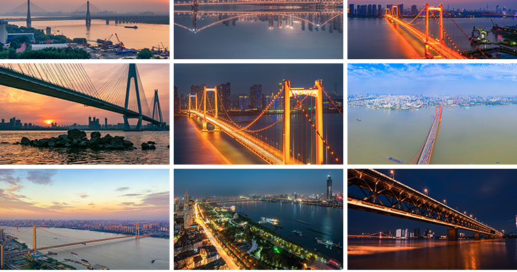 长江大桥江水跨江桥梁建筑夜景风光照片摄影高清抖音图片设计素材