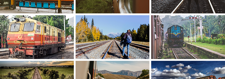 铁路轨道火车老式列车路线风景货运车厢场景交通工具图片设计素材