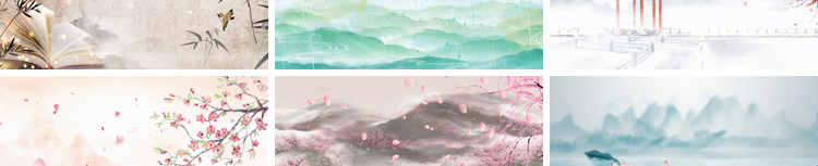 中国古风山水墨画古韵风景淡雅清新古典舞台psd海报背景图片素材