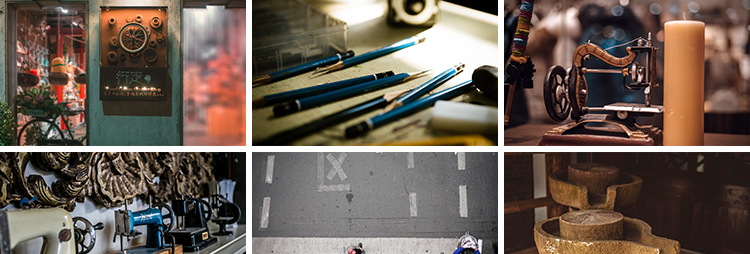 怀旧复古年代感老式电视机缝纫机老照片街道建筑摄影背景图片素材