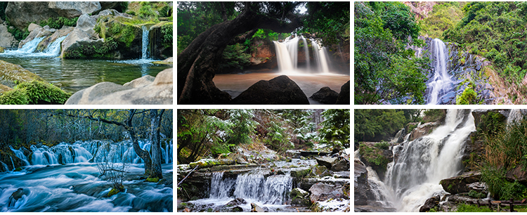 山水河流瀑布湖泊水流小溪清澈小河山涧自然风景风光高清图片素材