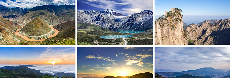 绿水青山山脉山峰山丘山顶山川草地自然风景合成背景宽屏图片素材