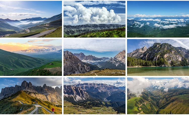 绿水青山山脉山峰山丘山顶山川草地自然风景合成背景宽屏图片素材