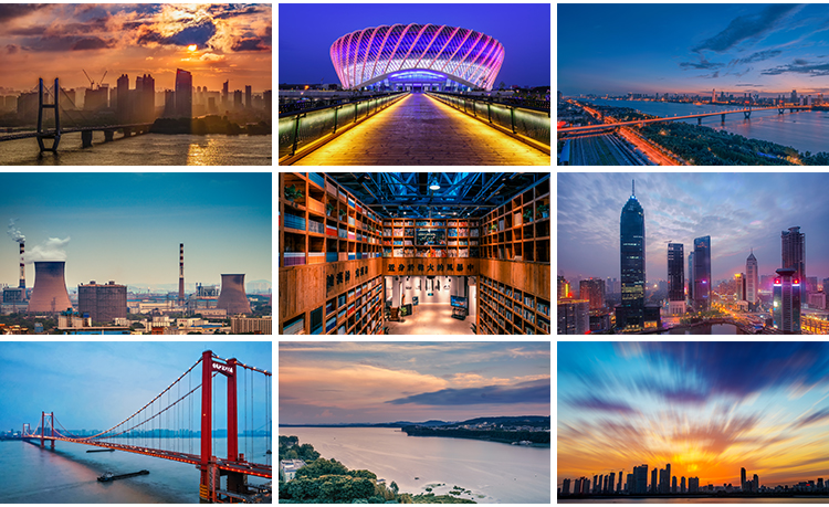 湖北武汉旅游风景城市建筑夜景风光长江大桥摄影抖音图片设计素材