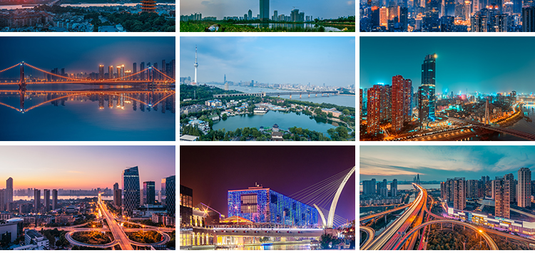 湖北武汉旅游风景城市建筑夜景风光长江大桥摄影抖音图片设计素材