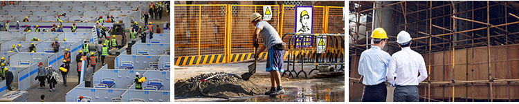 建筑工人施工工地城市房屋楼房建造安全生产民工程师现场图片素材