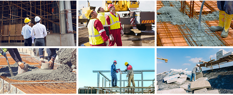 建筑工人施工工地城市房屋楼房建造安全生产民工程师现场图片素材