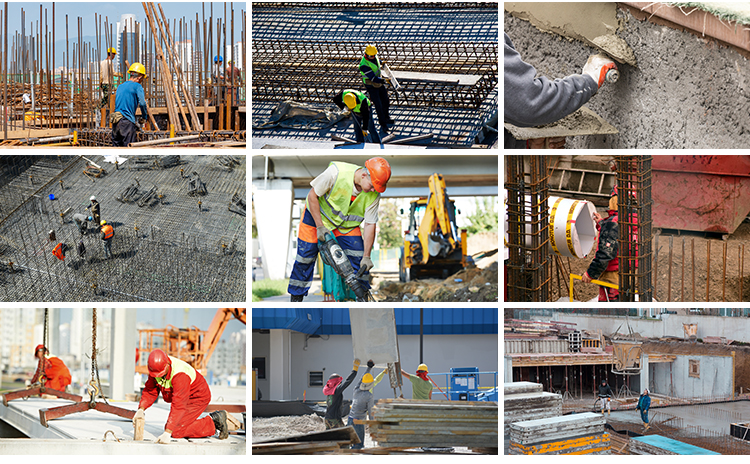 建筑工人施工工地城市房屋楼房建造安全生产民工程师现场图片素材