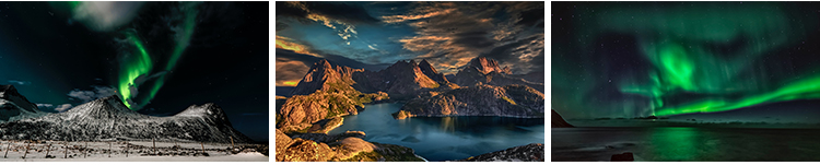 挪威风光北欧小镇北极光雪山湖泊山脉山河自然风景摄影图片照素材